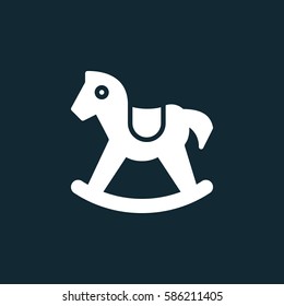 Rocking horse icon vector, filled flat sign, solid white pictogram. Toys for kids, children symbol, logo illustration