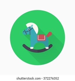 Rocking horse  icon , Vector flat long shadow design. Children's toys concept.