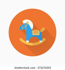 Rocking horse  icon , Vector flat long shadow design. Children's toys concept.