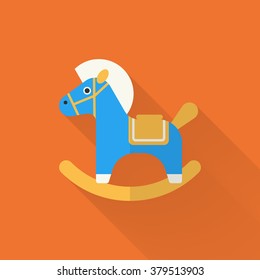 Rocking horse  icon , Vector flat long shadow design. Children's toys concept.