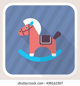 Rocking horse  icon , Vector flat long shadow design. Children's toys concept.