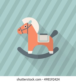 Rocking horse  icon , Vector flat long shadow design. Children's toys concept.