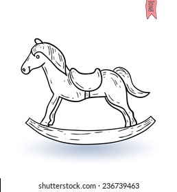  Rocking Horse Icon, Vector Illustration