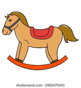rocking horse illustration hand drawn isolated vector