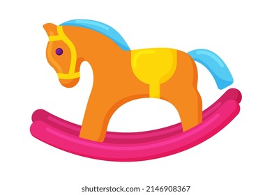 Rocking horse isolated icon. Vector horse toy silhouette illustration.