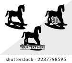 Rocking Horse Monogram Vector Illustration Silhouette