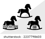 Rocking Horse Monogram Vector Illustration Silhouette