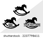 Rocking Horse Monogram Vector Illustration Silhouette