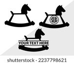 Rocking Horse Monogram Vector Illustration Silhouette