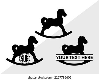 Rocking Horse Monogram Vector Illustration Silhouette