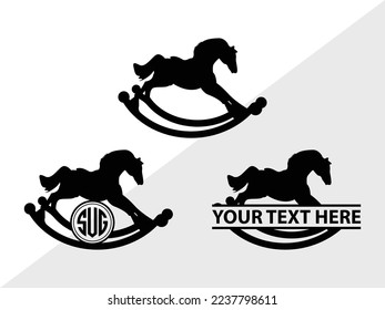Rocking Horse Monogram Vektorgrafik Silhouette