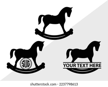 Rocking Horse Monogram Vector Illustration Silhouette