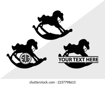 Rocking Horse Monogram Vector Illustration Silhouette