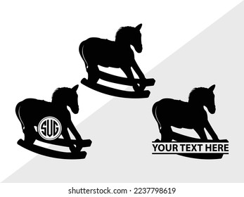 Rocking Horse Monogram Vector Illustration Silhouette