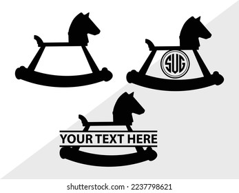 Rocking Horse Monogram Vector Illustration Silhouette