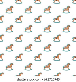 Rocking horse pattern in cartoon style. Seamless pattern vector illustration