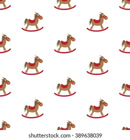 Rocking horse. Pattern. Seamless vector illustration. Swatch inside.
