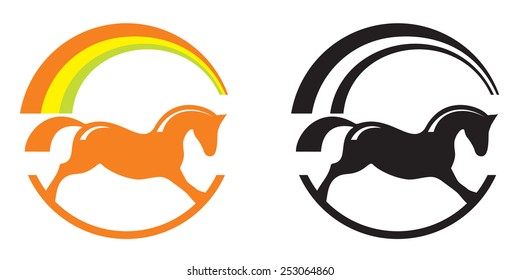 Rocking horse. Pony sport logo. Vector