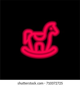 Rocking horse red glowing neon ui ux icon. Glowing sign logo vector