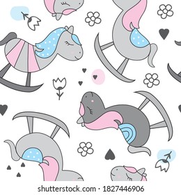 rocking horse seamless pattern, can be used for textile,  background, book cover, packaging