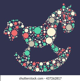Rocking Horse shape vector design by color point