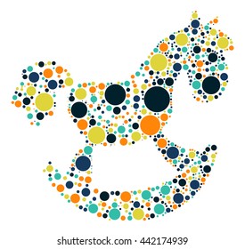 Rocking Horse shape vector design by color point