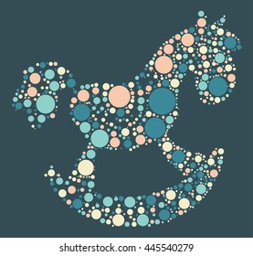 Rocking Horse shape vector design by color point