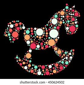 Rocking Horse shape vector design by color point