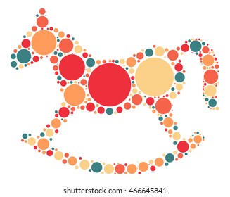 Rocking Horse shape vector design by color point