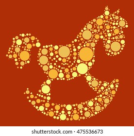 Rocking Horse shape vector design by color point