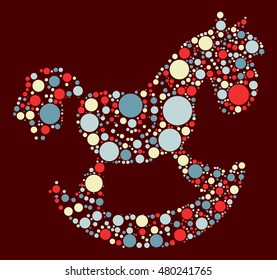 Rocking Horse shape vector design by color point