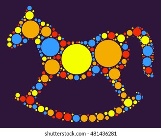 Rocking Horse shape vector design by color point