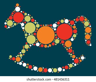 Rocking Horse shape vector design by color point