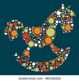 Rocking Horse shape vector design by color point