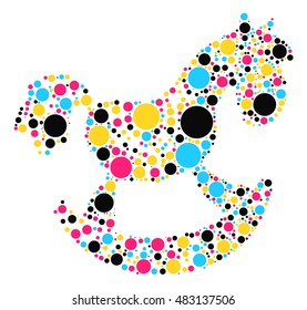 Rocking Horse shape vector design by color point
