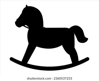 Rocking horse silhouette vector art white background
