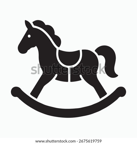 Rocking horse solid toy icon representing classic children’s play furniture for nursery and playroom