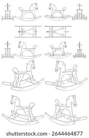 Rocking Horse Toy Chair Vector 02. An Illustration Of a Kid’s, Children's, toddler's Horse Toy Isolated On A White Background.