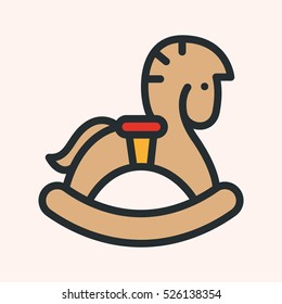 Rocking Horse Toy Minimalistic Flat Color Line Stroke Icon Pictogram Symbol