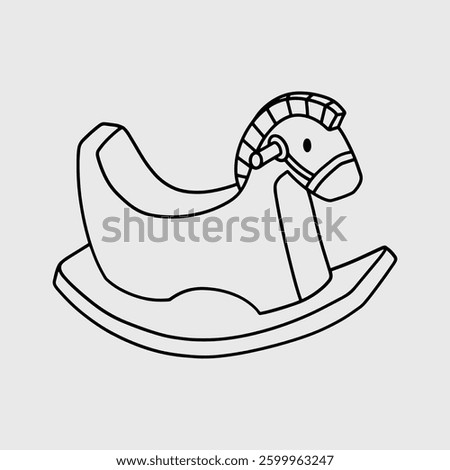 Rocking horse toy outline illustration