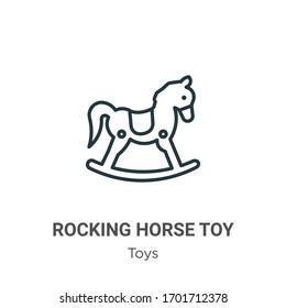 Rocking horse toy outline vector icon. Thin line black rocking horse toy icon, flat vector simple element illustration from editable toys concept isolated stroke on white background
