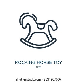 rocking horse toy thin line icon. toy, play linear icons from toys concept isolated outline sign. Vector illustration symbol element for web design and apps.