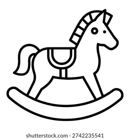 Rocking Horse Toy Vector - Classic Children's Plaything Outline Icon