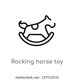 rocking horse toy vector line icon. Simple element illustration. rocking horse toy outline icon from toys concept. Can be used for web and mobile
