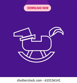 Rocking Horse Vector Icon, The outlined symbol of baby's rocking toy. Simple, modern flat vector illustration for mobile app, website or desktop app