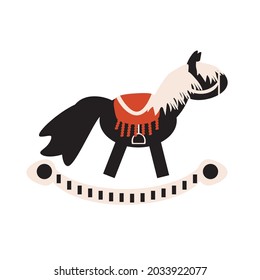 Rocking horse vector illustration in black with a white background.