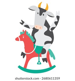 Rocking Horse Vector Illustration. Flat Minimal Design. Editable Illustration for Web, Mobile, Print