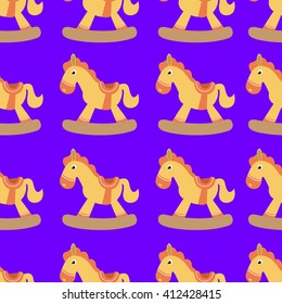 Rocking horse vector seamless pattern background