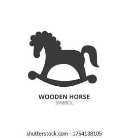 Rocking horse vector silhouette icon isolated on background. Wooden horse toy. Flat vector for web and mobile applications. It can be used as - pictogram, logo, icon, infographic. Vector Illustration.