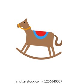 Rocking horse. Wooden horse. Baby toy. Isolated on white background. Vector illustration. EPS 10. - Vector